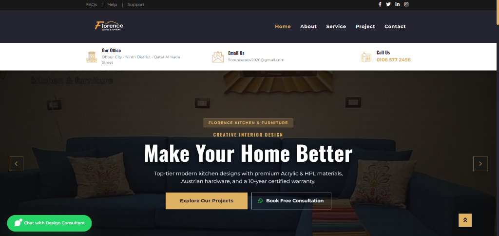 Florence Kitchen & Furniture — Architectural Showcase & Custom CMS Platform